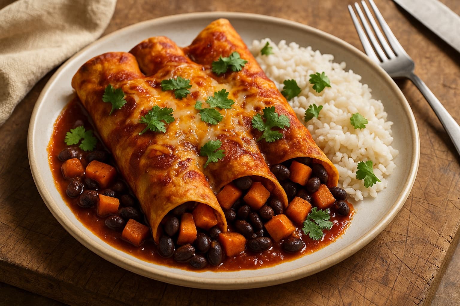 Black Bean and Sweet Potato Enchiladas