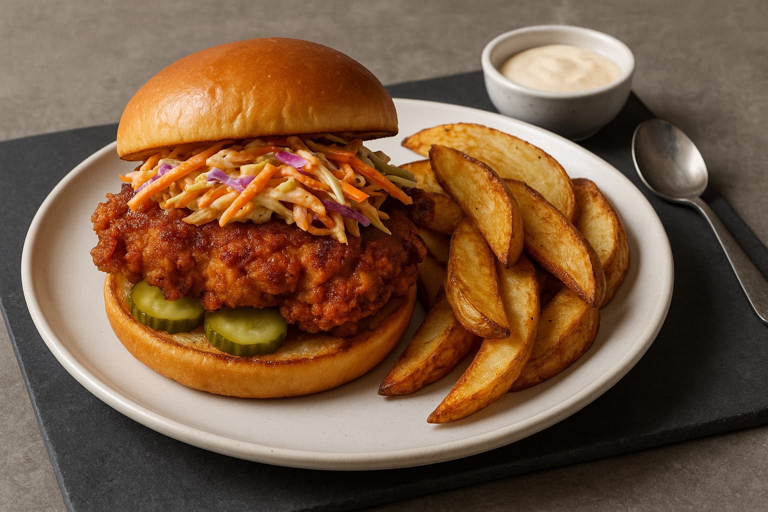 Crispy Chicken Sandwich with Spicy Slaw