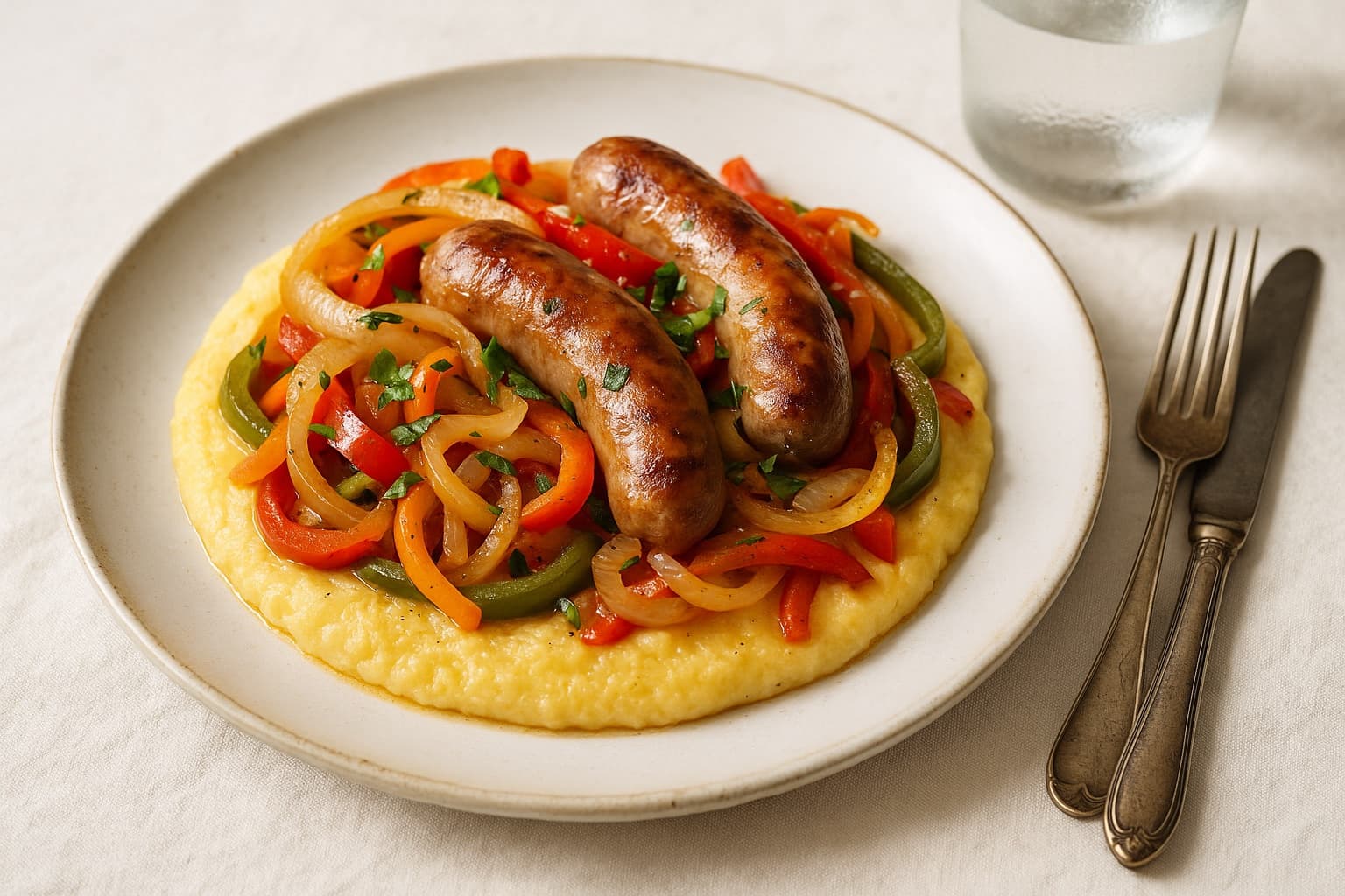 Sausage and Peppers with Polenta